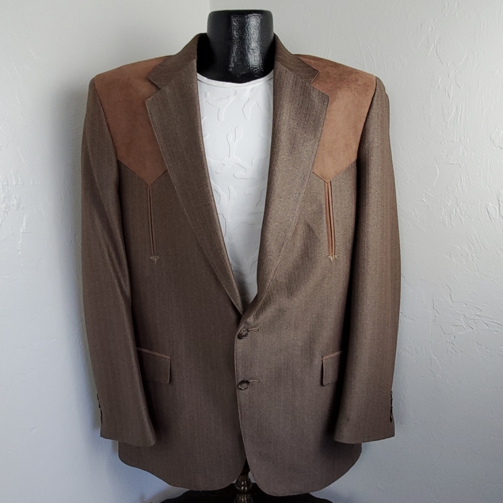 Miller Stockman Western Living Brown Blazer 42L Mens Made in USA Full Lined